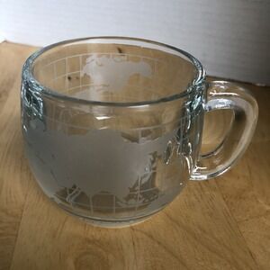 Vintage Nestle Nescafé Mug Globe World Clear Glass Cup Coffee Tea